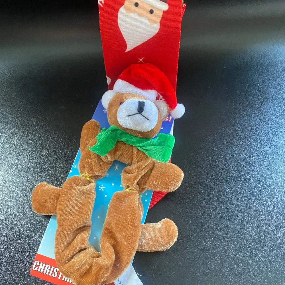 Festive Red Santa Tie and Bear Kids Scrunchie